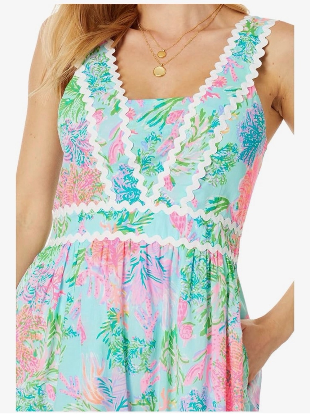 Lilly Pulitzer Sleeveless Tiered Floral Maxi in Pink, Green & Blue - Picture 3 of 14
